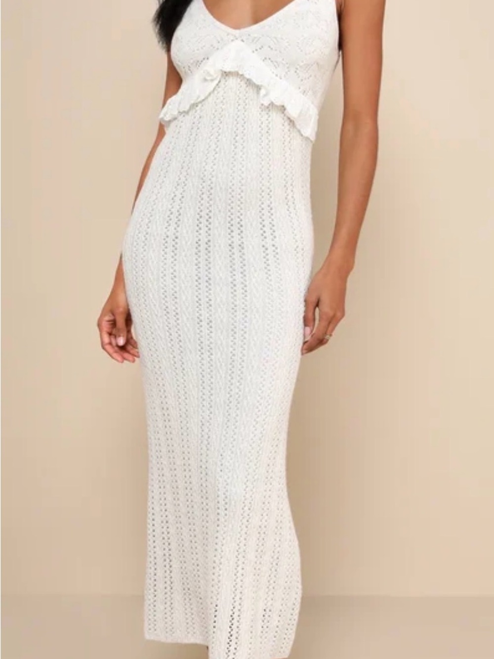 Lulus Cream Crochet Maxi Dress